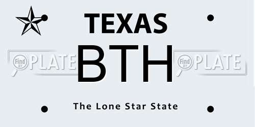 BTH Texas License Plate