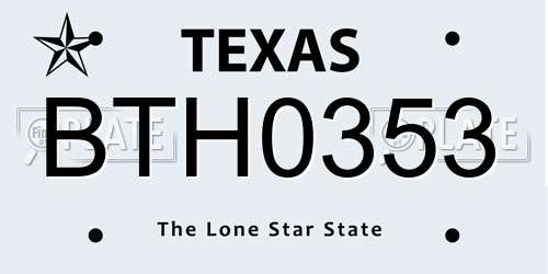 BTH0353 Texas License Plate