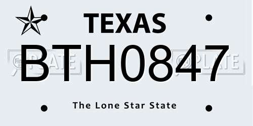BTH0847 Texas License Plate