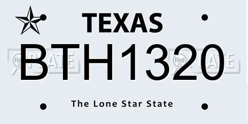BTH1320 Texas License Plate