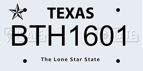 BTH1601 Texas License Plate