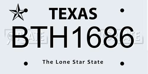 BTH1686 Texas License Plate