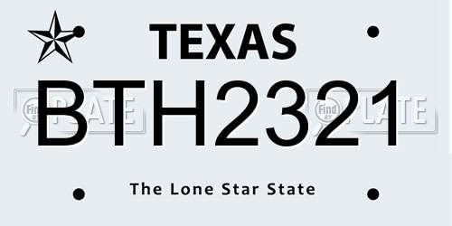 BTH2321 Texas License Plate