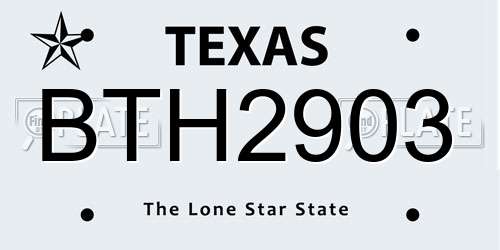 BTH2903 Texas License Plate