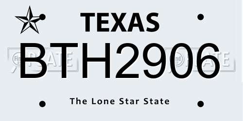 BTH2906 Texas License Plate