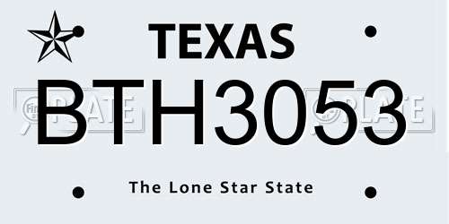BTH3053 Texas License Plate