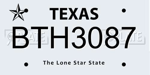 BTH3087 Texas License Plate