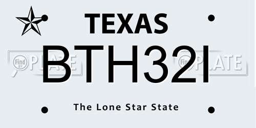BTH32I Texas License Plate