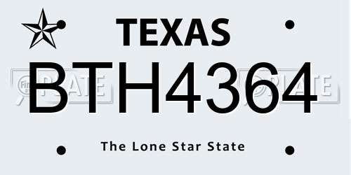 BTH4364 Texas License Plate