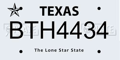 BTH4434 Texas License Plate