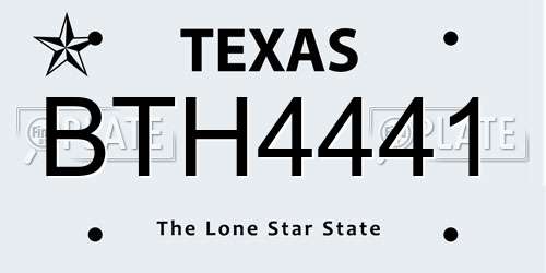 BTH4441 Texas License Plate