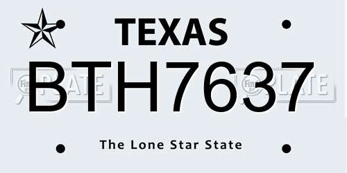 BTH7637 Texas License Plate