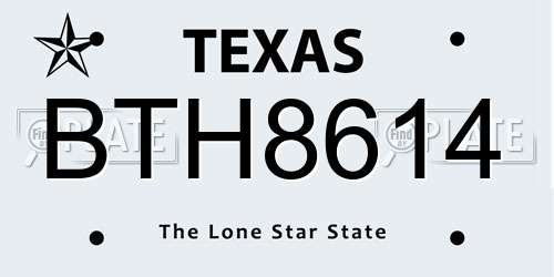 BTH8614 Texas License Plate