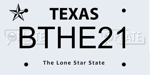 BTHE21 Texas License Plate
