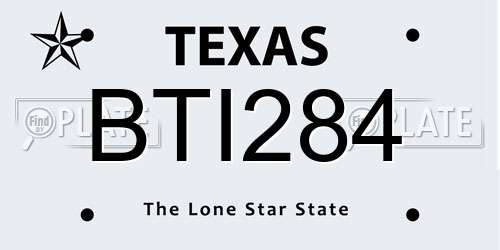BTI284 Texas License Plate