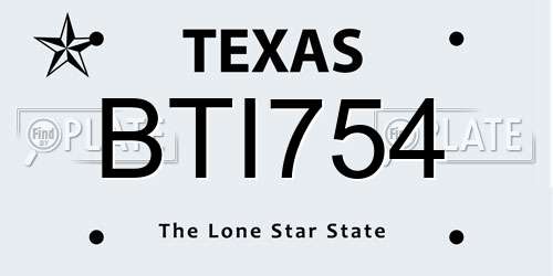 BTI754 Texas License Plate