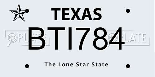 BTI784 Texas License Plate