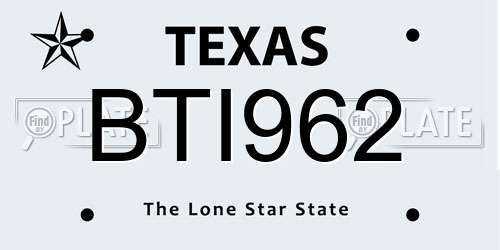 BTI962 Texas License Plate