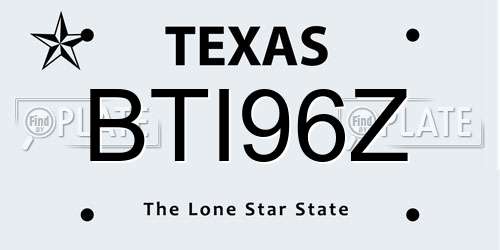 BTI96Z Texas License Plate