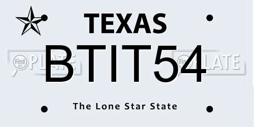 BTIT54 Texas License Plate