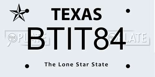 BTIT84 Texas License Plate