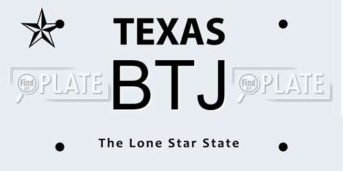 BTJ Texas License Plate