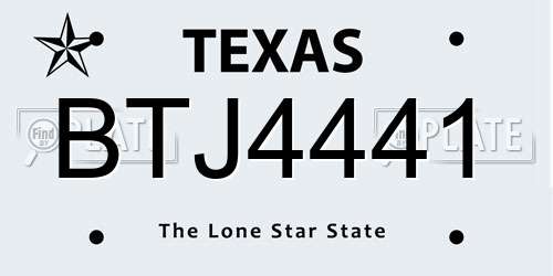 BTJ4441 Texas License Plate