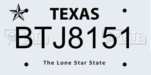BTJ8151 Texas License Plate