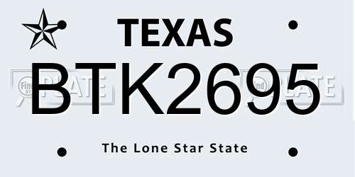 BTK2695 Texas License Plate