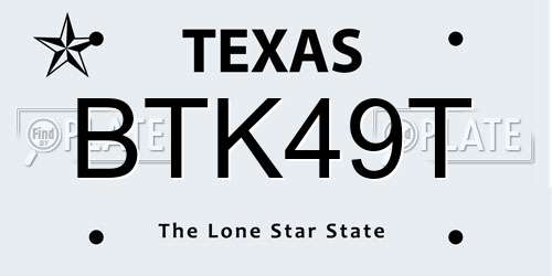 BTK49T Texas License Plate