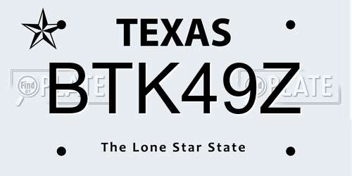 BTK49Z Texas License Plate