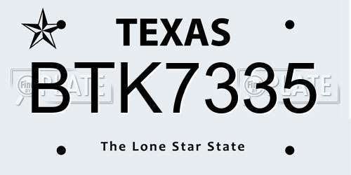 BTK7335 Texas License Plate