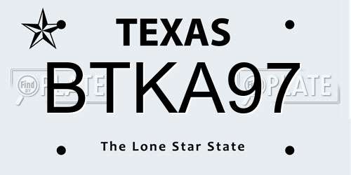 BTKA97 Texas License Plate