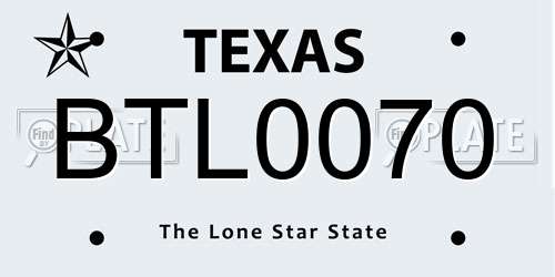 BTL0070 Texas License Plate