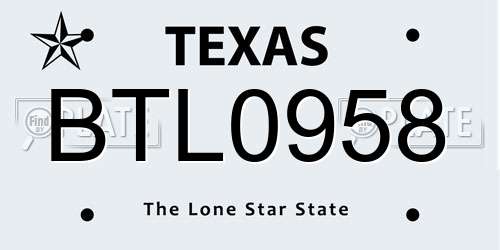 BTL0958 Texas License Plate