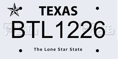 BTL1226 Texas License Plate