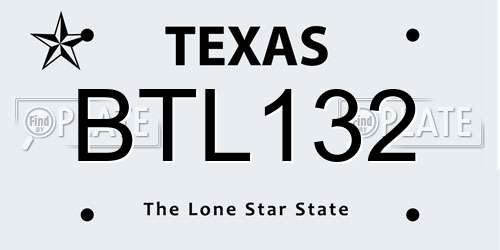 BTL132 Texas License Plate
