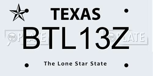 BTL13Z Texas License Plate