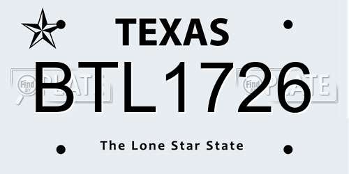 BTL1726 Texas License Plate