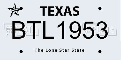 BTL1953 Texas License Plate