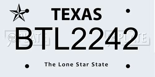 BTL2242 Texas License Plate