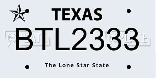 BTL2333 Texas License Plate