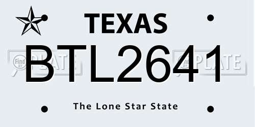 BTL2641 Texas License Plate