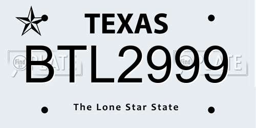 BTL2999 Texas License Plate