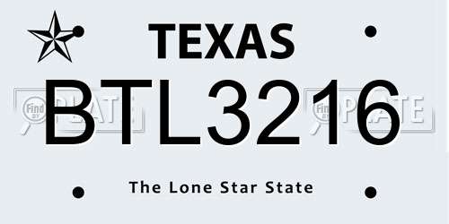 BTL3216 Texas License Plate