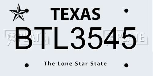 BTL3545 Texas License Plate