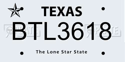 BTL3618 Texas License Plate