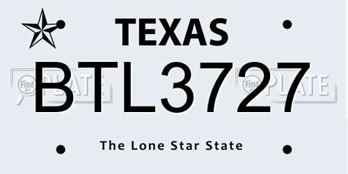 BTL3727 Texas License Plate