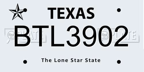 BTL3902 Texas License Plate