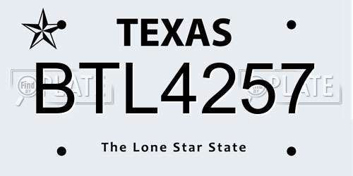 BTL4257 Texas License Plate